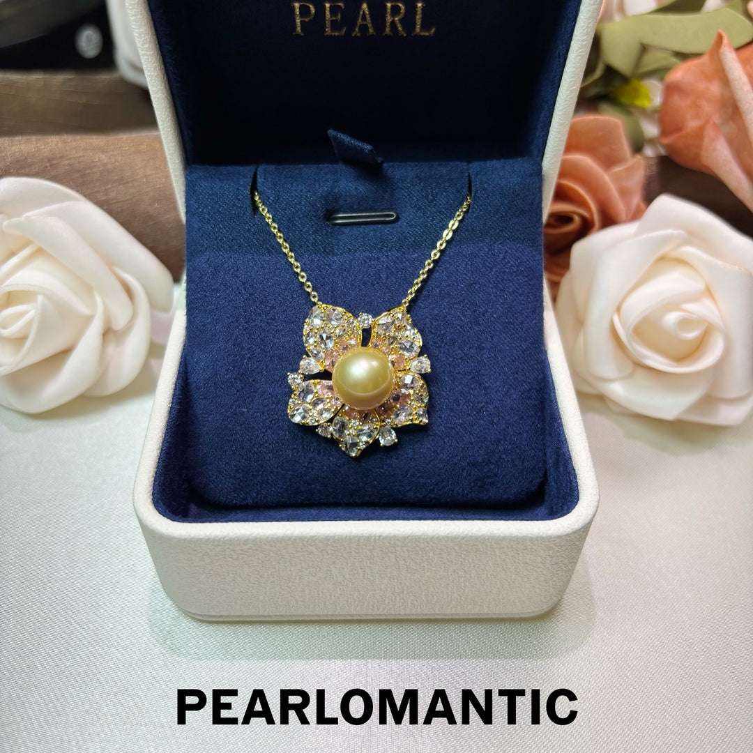 [Group-Buying] Golden Bloom 11–12mm 4A South Sea Golden Pearl Floral Pendant
