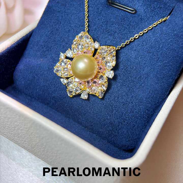 [Group-Buying] Golden Bloom 11–12mm 4A South Sea Golden Pearl Floral Pendant