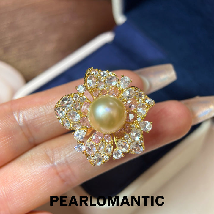 [Group-Buying] Golden Bloom 11–12mm 4A South Sea Golden Pearl Floral Ring
