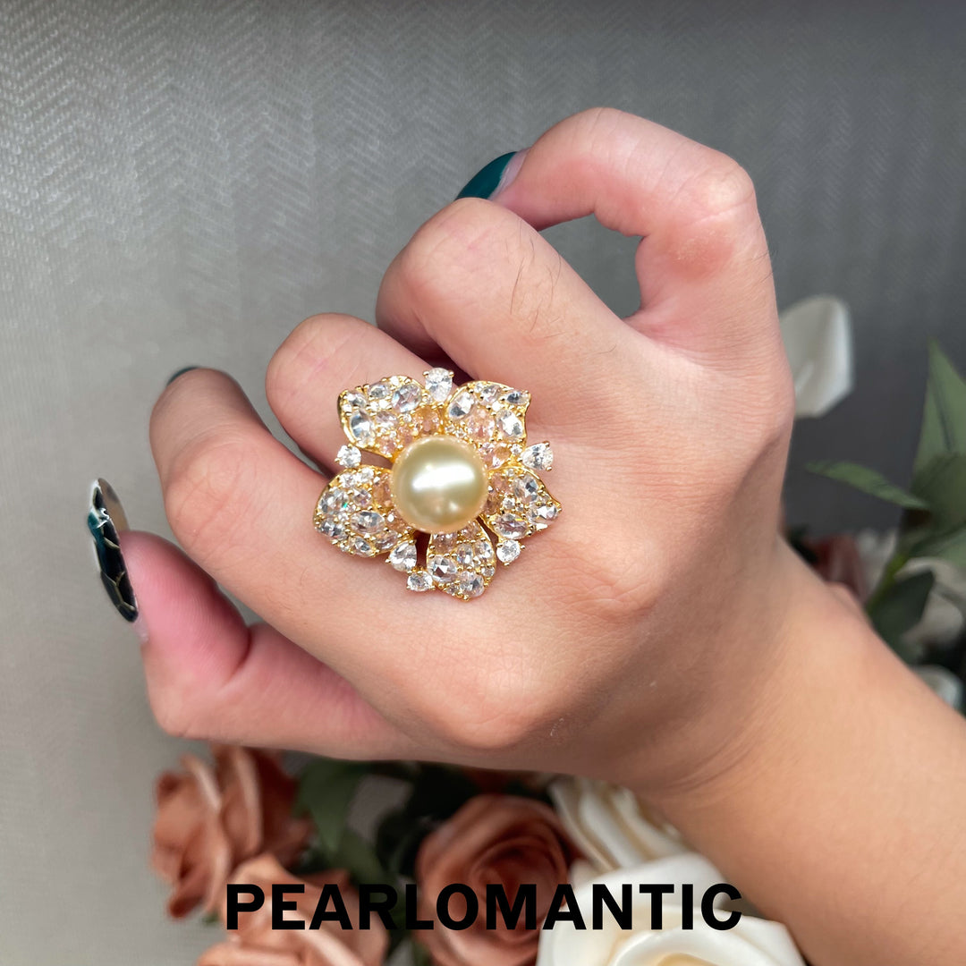 [Group-Buying] Golden Bloom 11–12mm 4A South Sea Golden Pearl Floral Pendant