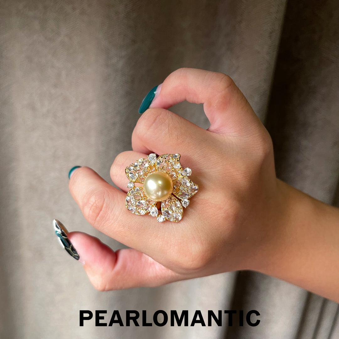 [Group-Buying] Golden Bloom 11–12mm 4A South Sea Golden Pearl Floral Ring