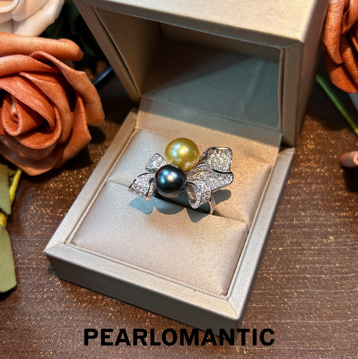 [Designer's Choice] Opulent Tahitian & South Sea Pearl Duo S925 Adjustable Ring