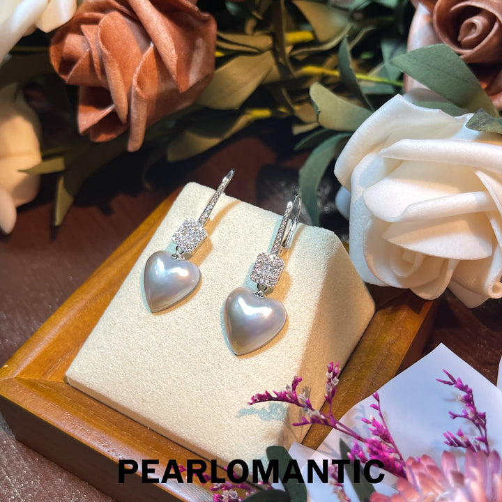 [Qixi Festival] S925 Silver & Mabe Pearl 14*14mm White Timeless Love Earrings