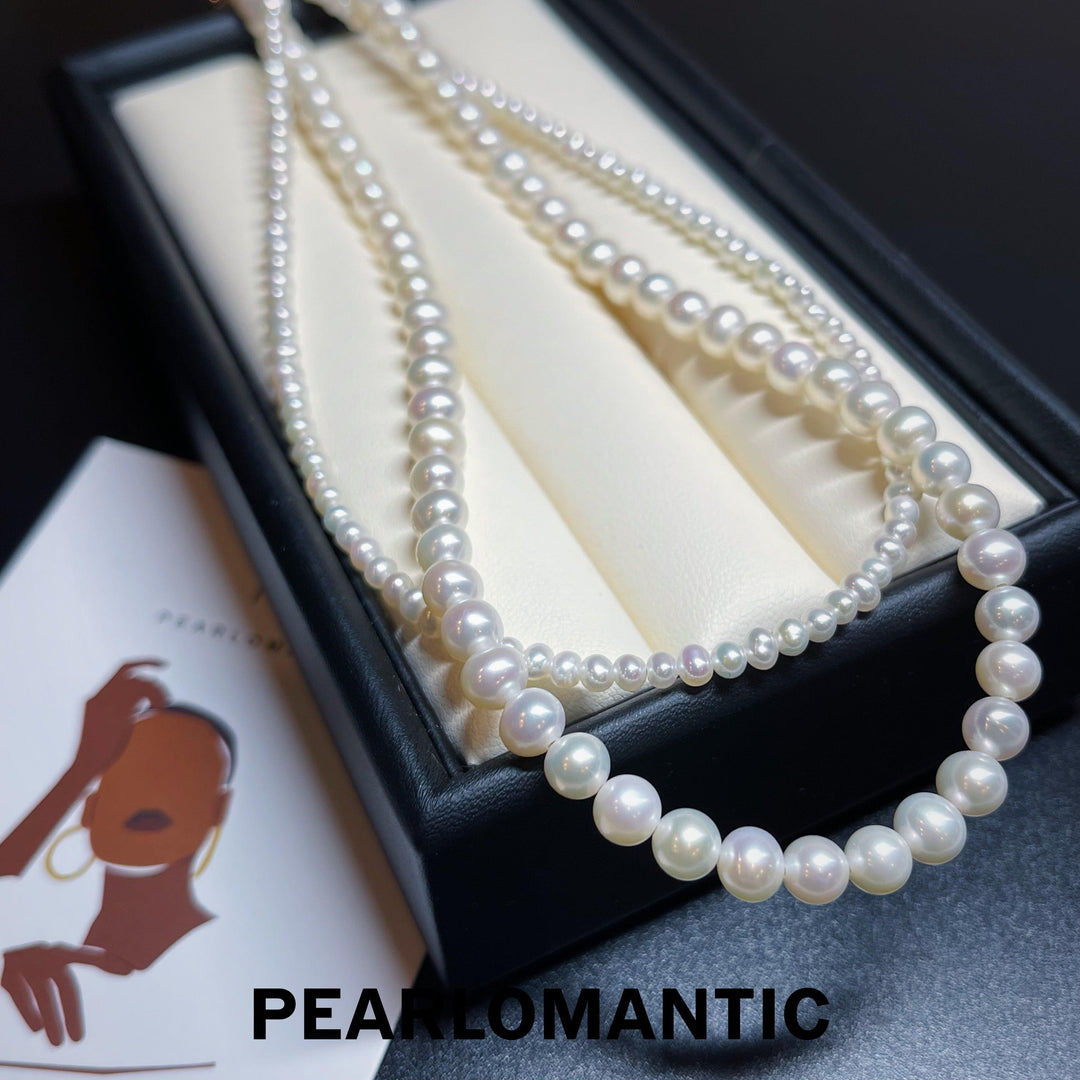 [Designer's Choice] Freshwater Pearl 3-4 mm & 5-6 mm Multi-purpose Clasp Necklace w/ S925