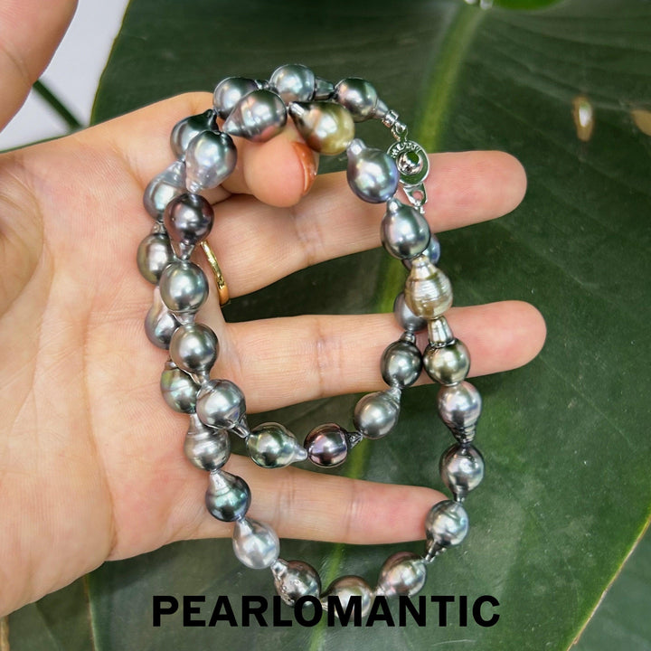 [Fine Jewelry] Tahitian Black 8-10mm Baroque Pearl Morandi Color Necklace w/ S925 Silver