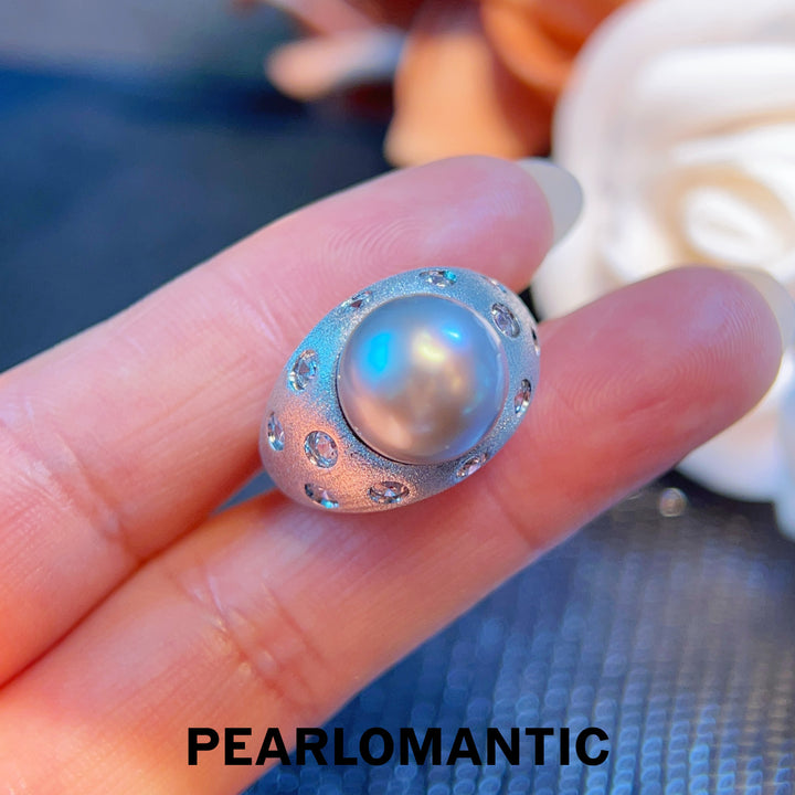 [Designer's Choice] Platinum-Grey Tahitian Pearl Buccellati-Style Ring