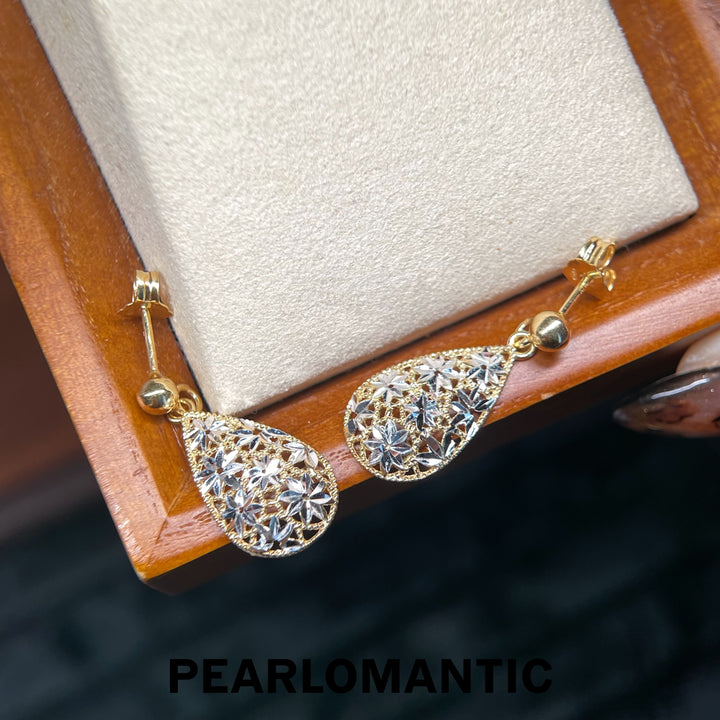 [618 Sale] Italy Made Two-Tone Flower Water Drop Earrings w/ S925 Silver