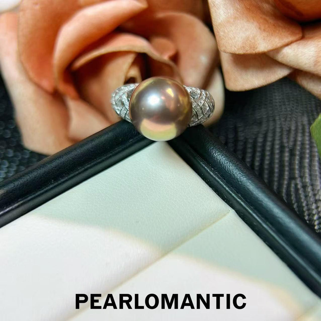 [Elección del Diseñador] Anillo llamativo de perla cultivada de agua dulce morada de 11.6 mm Radiant Velvet Dusk