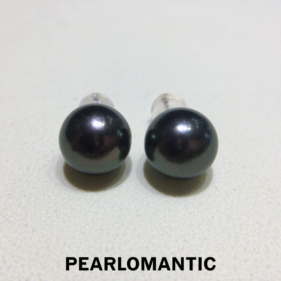 [Fine Jewelry] Tahitian Black Pearl 9-10mm Classic Earring Studs w/ 18k Gold