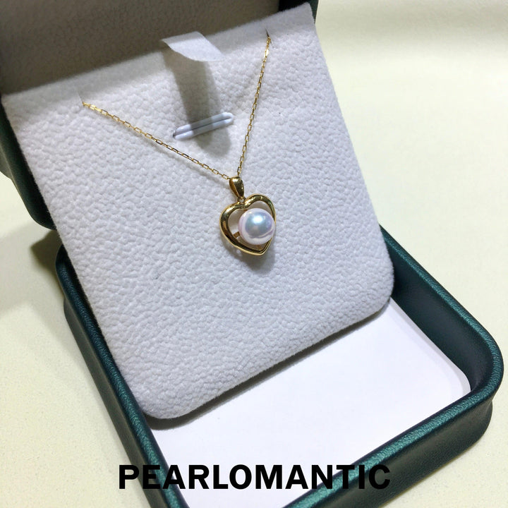 [Fine Jewelry] Akoya Hanadama Pearl 6.5-7mm Heart Shape Pendant w/ 18k Gold