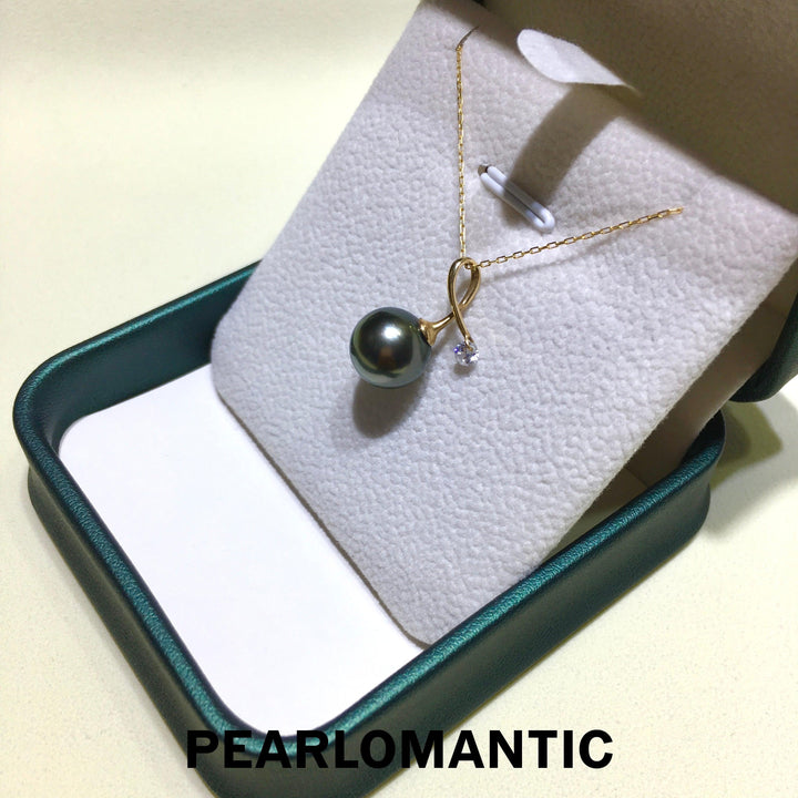 [Fine Jewelry] Tahitian Black Pearl 10-11mm Note Design Pendant w/ 14k Gold
