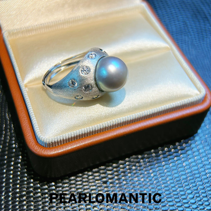 [Designer's Choice] Platinum-Grey Tahitian Pearl Buccellati-Style Ring