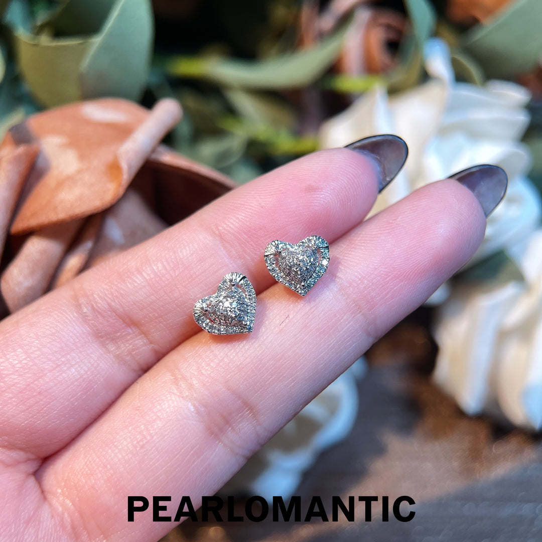 [Fine Jewelry] 18k Gold & Diamonds 0.42ct Heart Shape Earring Studs