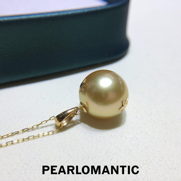 [Fine Jewelry] South Sea Golden Pearl 12.3mm Star-Design Pendant w/ 18k Gold