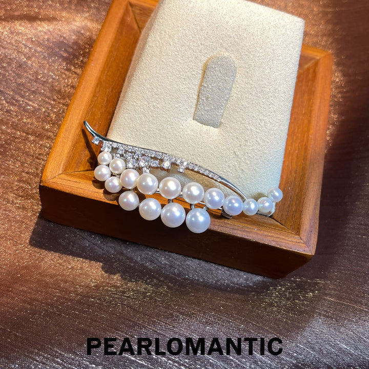 [Everyday Essentials] Freshwater Pearl 3-5mm White Leaf Design Brooches