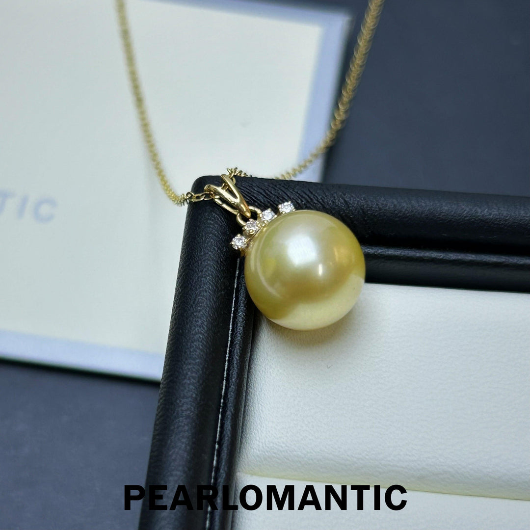 [Fine Jewelry] South Sea Golden Pearl 11.4mm 5A Excellent Luster Pendant w/ 18k Gold