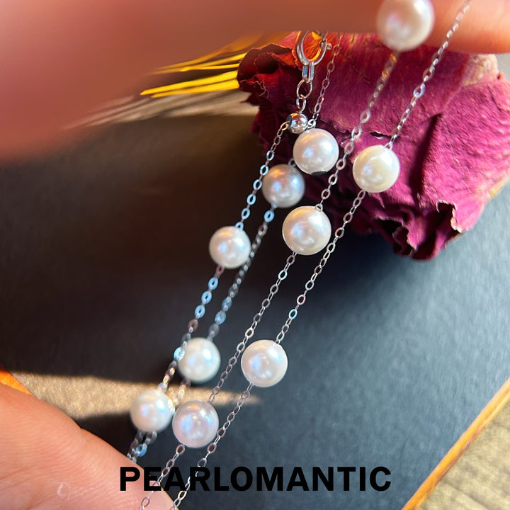 [Fine Jewelry] Starlit Dots – Minimal Pearl Station Necklace w/ PT900