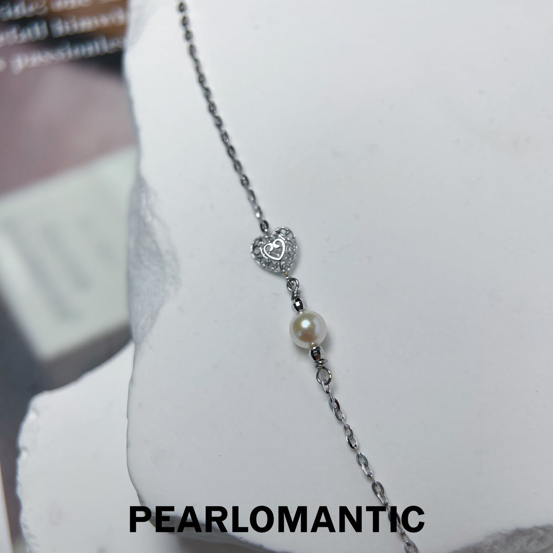[Fine Jewelry] Akoya 4-5mm Pearl Heart Shape Necklace w/ 18k White Gold