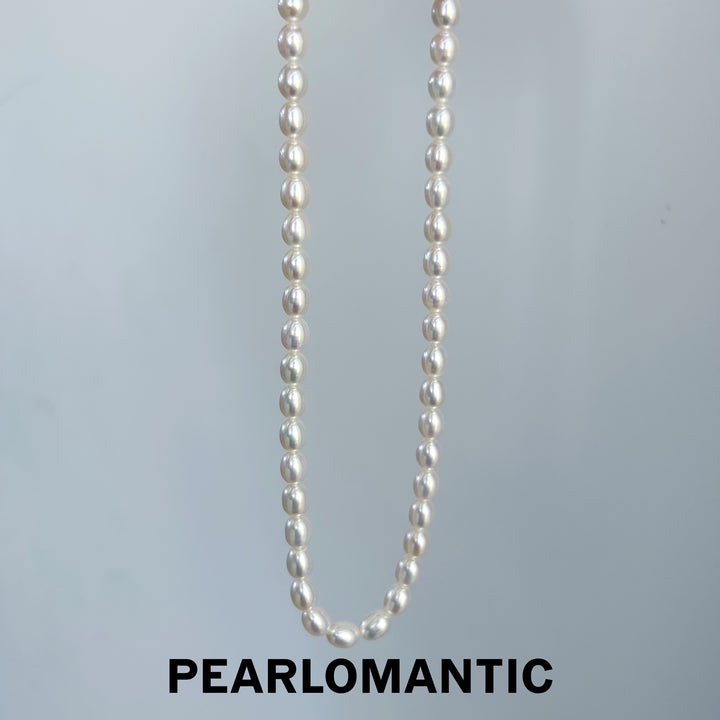 [Designer's Choice] Freshwater 6-7mm Pearl Oval Shape w/ MOP All Purpose Clasp Necklace