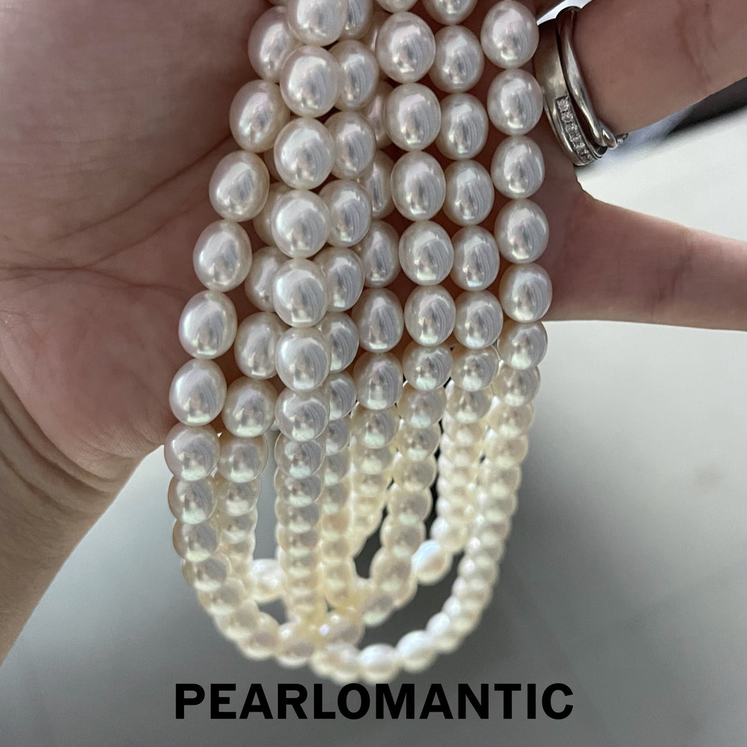 [Designer's Choice] Freshwater 6-7mm Pearl Oval Shape w/ MOP All Purpose Clasp Necklace