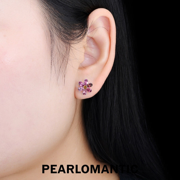 [Designer’s Choice] Blush Garden Natural Pink Tourmaline Flower Stud Earrings S925