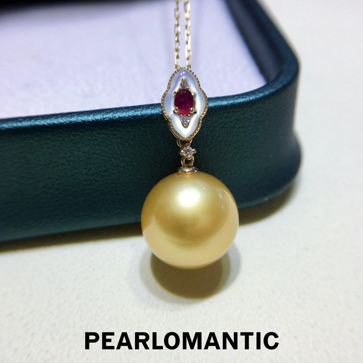 [Group-Buying] Philippines Gloden Pearl 12-13mm 18k Ruby & Diamond Pendant