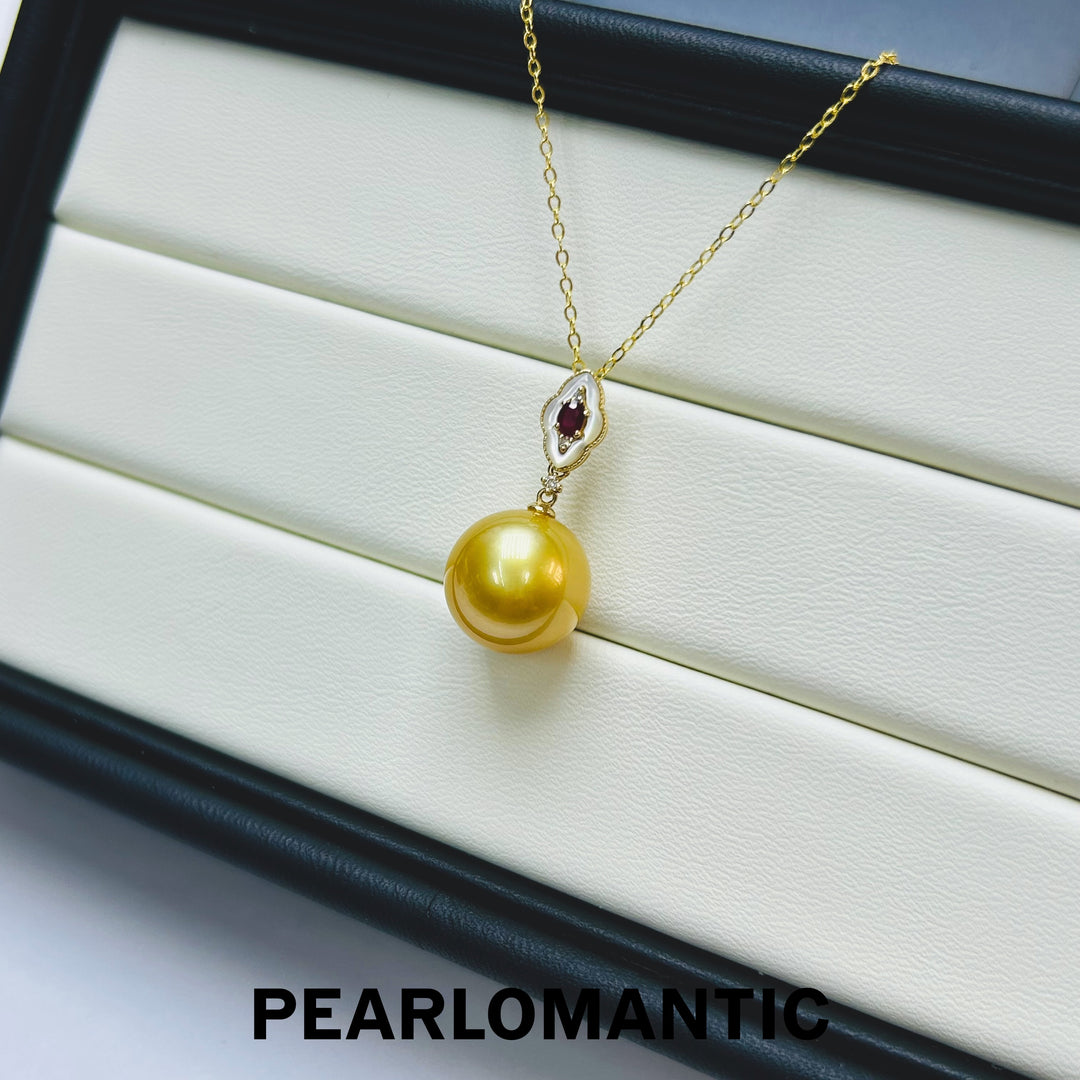 [Group-Buying] Philippines Gloden Pearl 12-13mm 18k Ruby & Diamond Pendant