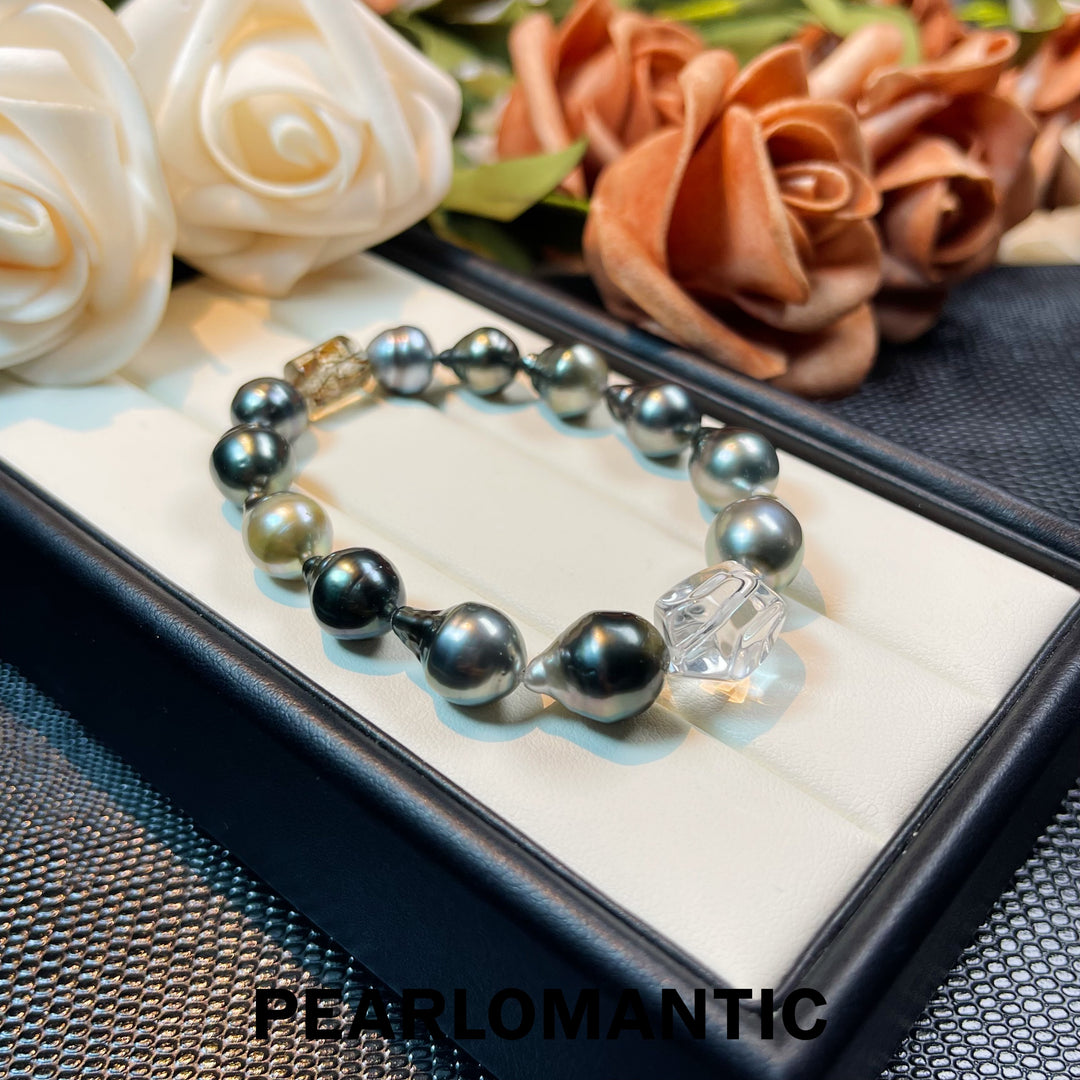 [Designer's Choice] Tahitian Black Pearl & Natural Crystal Urban Shadow Bracelets