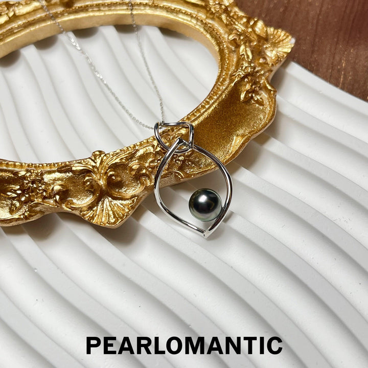 [Fine Jewelry] Tahitian Balck Pearl 8mm 5A Top Level 18k White Gold Pendant
