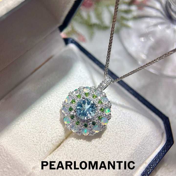 [Designer’s Choice] Aurora Halo Natural Topaz + Opal 2.4ct S925 Pendant