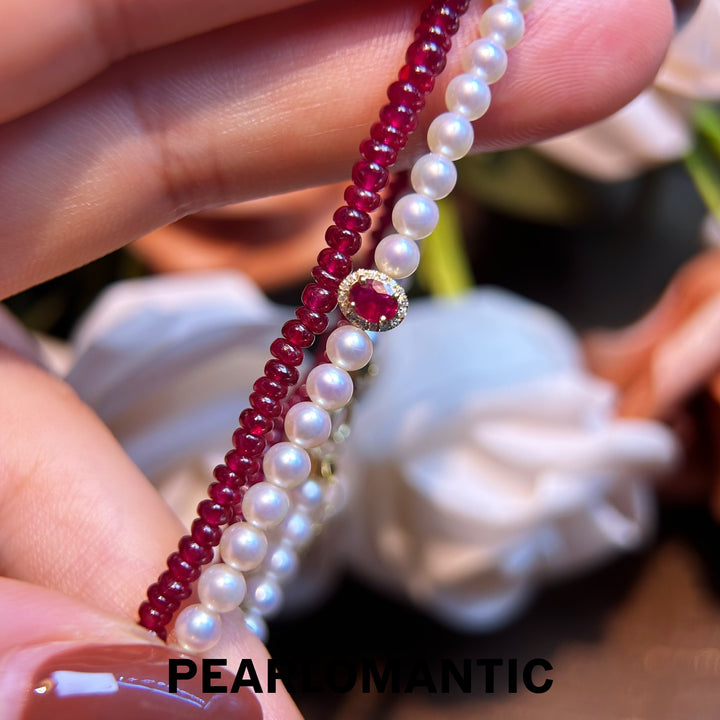 [Fine Jewelry] 18k Gold & Ruby 2.5-3mm Classic Simple Berryline Bracelets