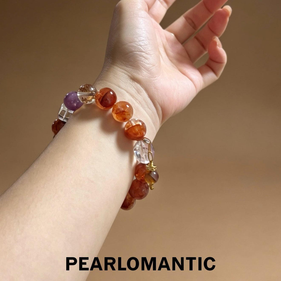 [618 Sale] 12–13mm Natural Crystal Autumn Color Bracelet