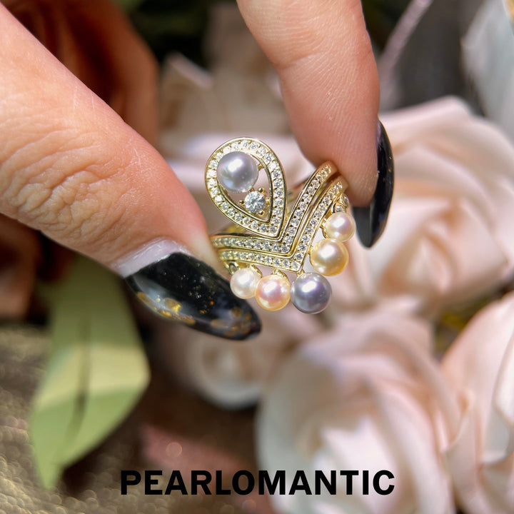 [Designer’s Choice] Candy Cascade 2.5–5mm 5A Akoya Pearl Adjustable Two-Way Statement Ring