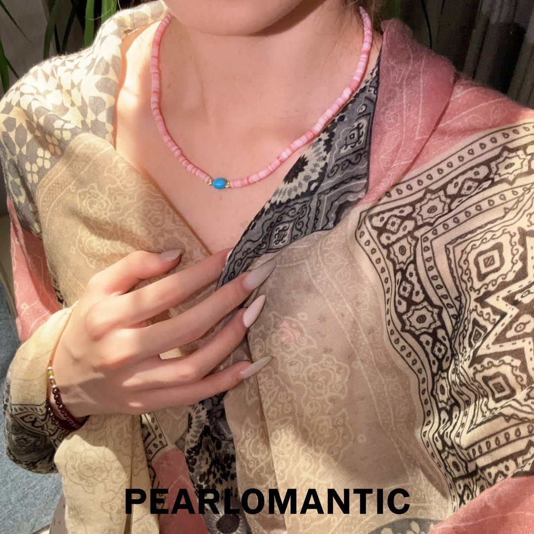 [Designer’s Choice] Blush Harmony Conch Shell &amp; Sleeping Beauty Turquoise Bracelet