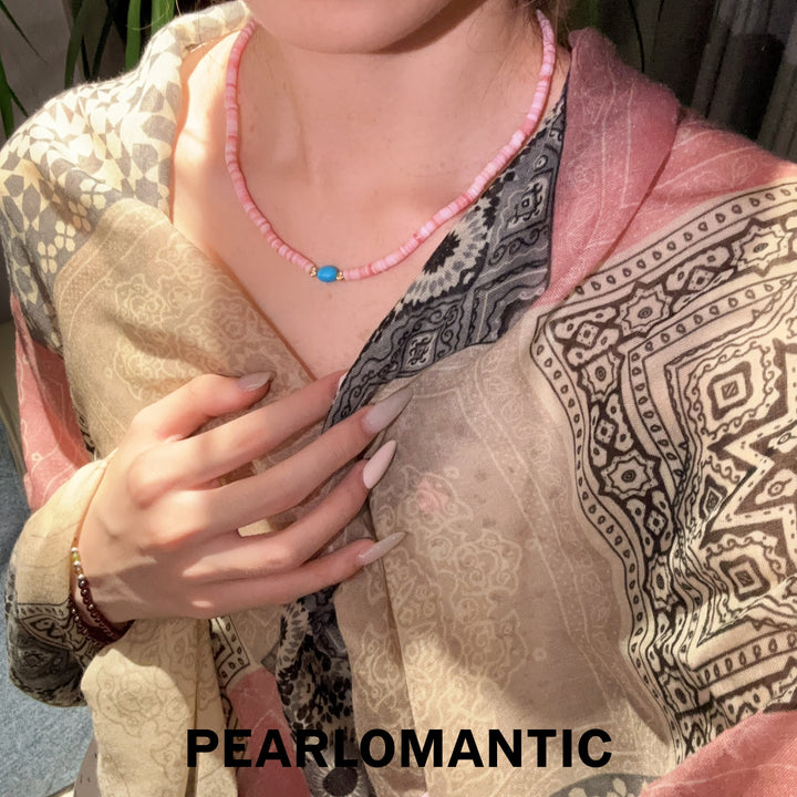 [Designer’s Choice] Blush Harmony Conch Shell &amp; Sleeping Beauty Turquoise Bracelet