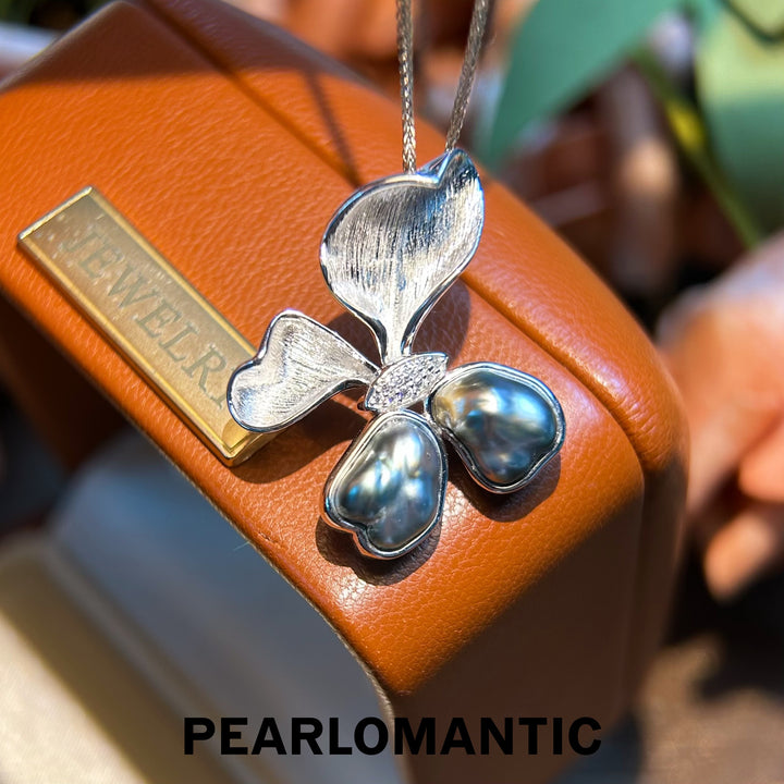 [Designer's Choice] Tahitian Black Pearl Keshi Mirage Butterfly Pendants w/ S925 Silver