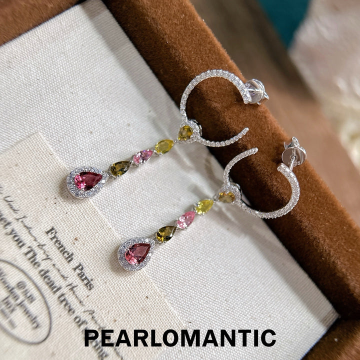[Designer’s Choice] Candy Bloom Natural Tourmaline Dangle Earrings 2.3ct S925 Gold