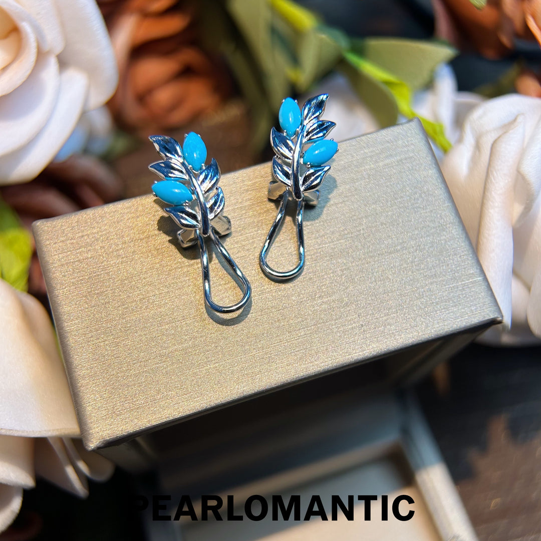 [Designer's Chioce] Hong Kong - Made S925 Silver Turquoise Leaf Earring Studs