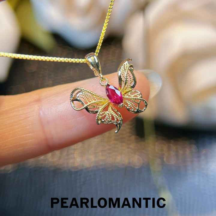 [Fine Jewelry] 18k Gold Ruby Marquise-cut Filigree Wings All-purpose Pendants