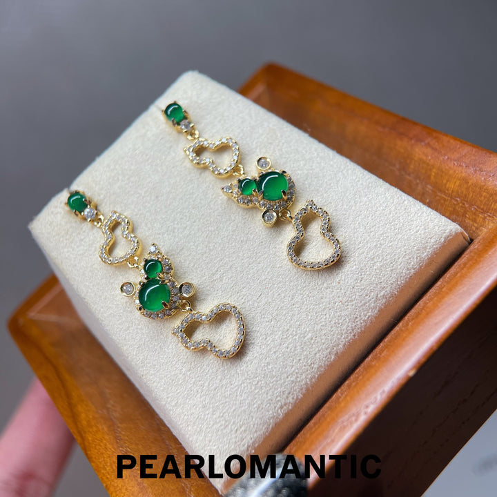 [Designer's Choice] S925 Silver w/ Gold Plated & Jade Chalcedony Sparkle Drop Earrings