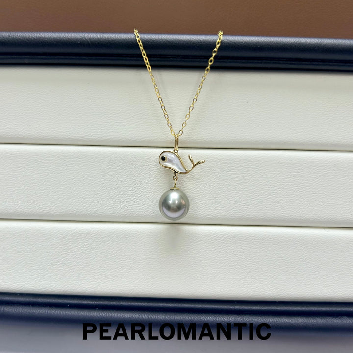 [Fine Jewelry] Tahitian Black Pearl 8.5-9mm Platinum Grey 5A 18k MOP Pendant