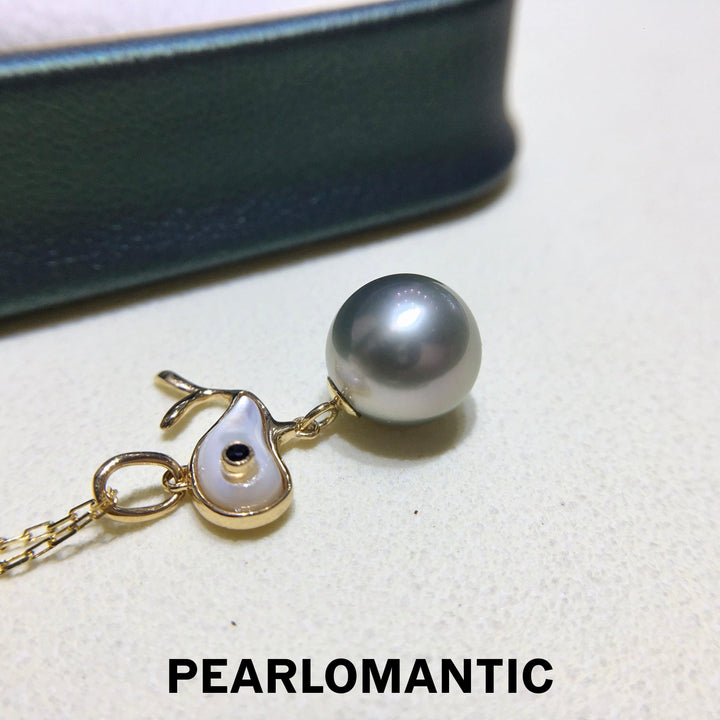 [Fine Jewelry] Tahitian Black Pearl 8.5-9mm Platinum Grey 5A 18k MOP Pendant