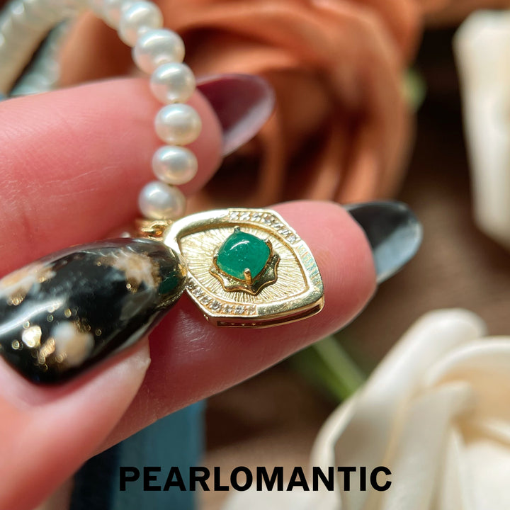 [Fine Jewelry] 18k Gold & Emerald & Diamonds Inspired Brushed Texture Pendants
