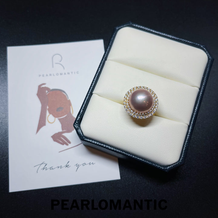[Designer's Choice] Freshwater Pearl Adjustable Ring 13-14mm Natrual Rare Metal Color w/ S925