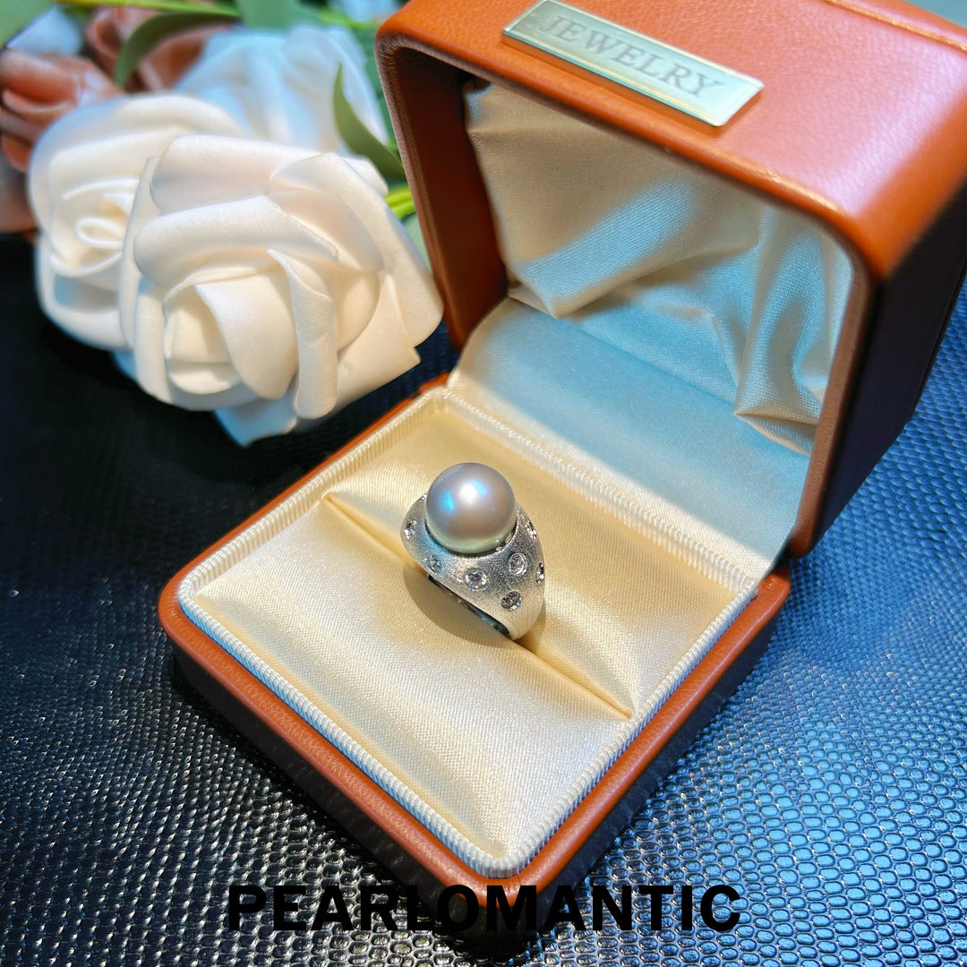 [Designer's Choice] Platinum-Grey Tahitian Pearl Buccellati-Style Ring