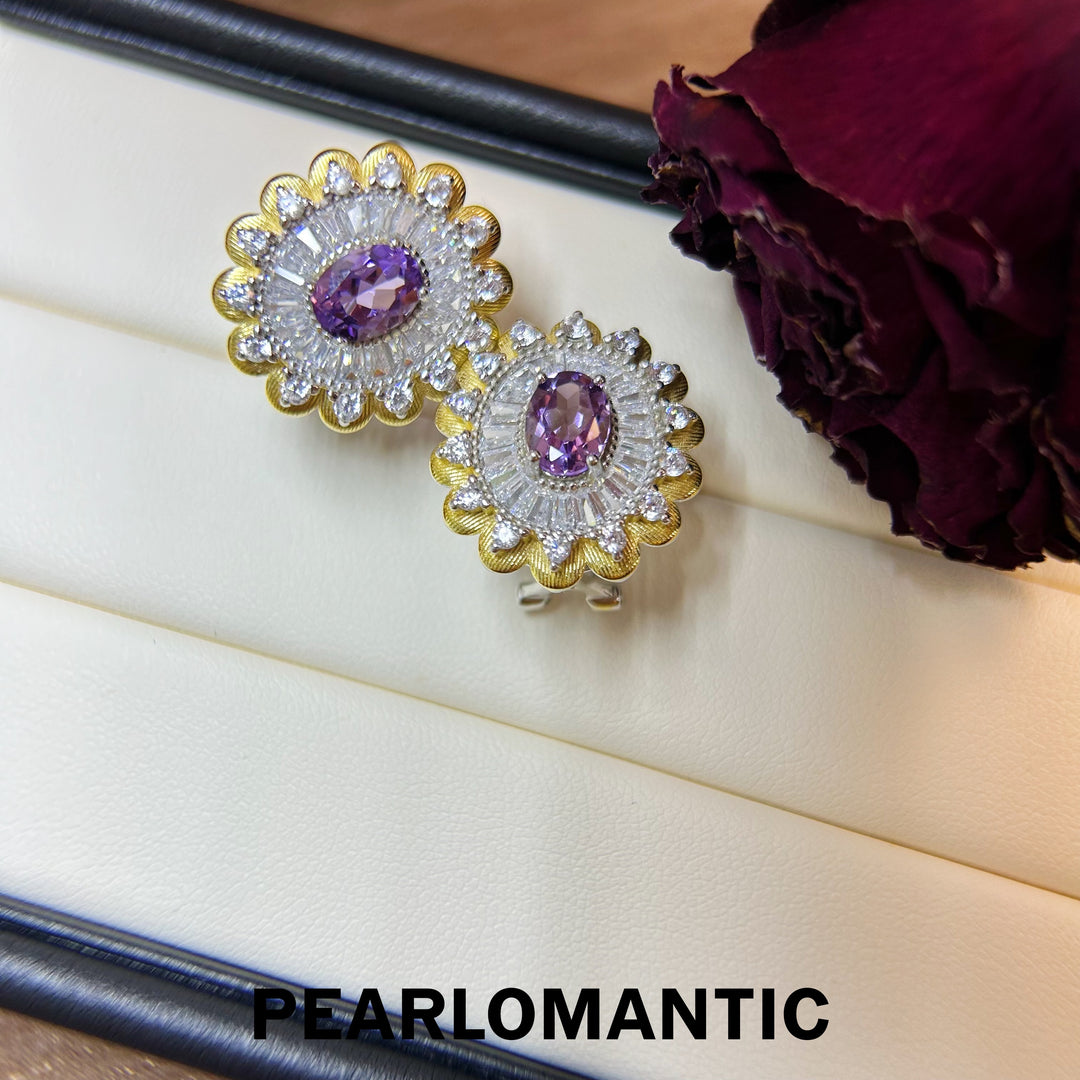 [Everyday Essentials] Amethyst & Zicron Classic Essential Bloom Earrings or Set w/ S925