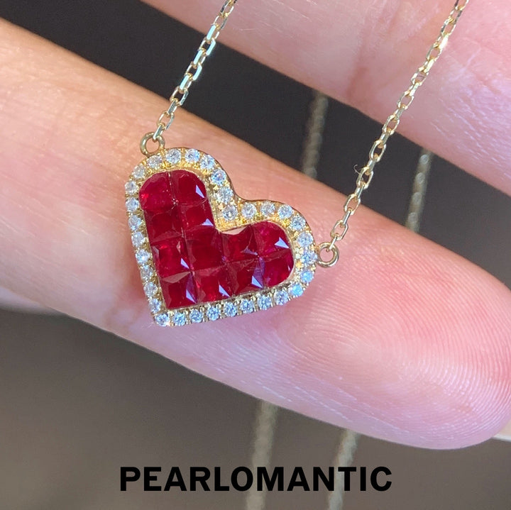 [Fine Jewelry] 18k Gold & Diamonds Eternal Flame of Love – Ruby Heart Pendants