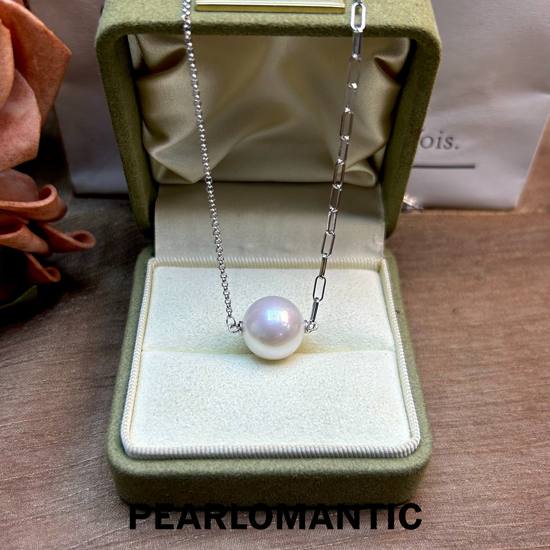 [Designer's Choice] Freshwater Pearl 13.7mm White Pinky Tone AB Style Chain Pendants