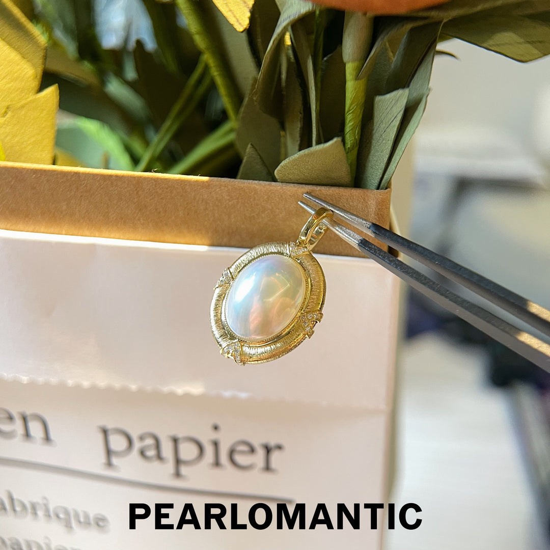 [Fine Jewelry] Japanese Mabe Pearl 11*15mm All-purpose Clasp Pendant w/ 18k Gold, Diamond & MOP