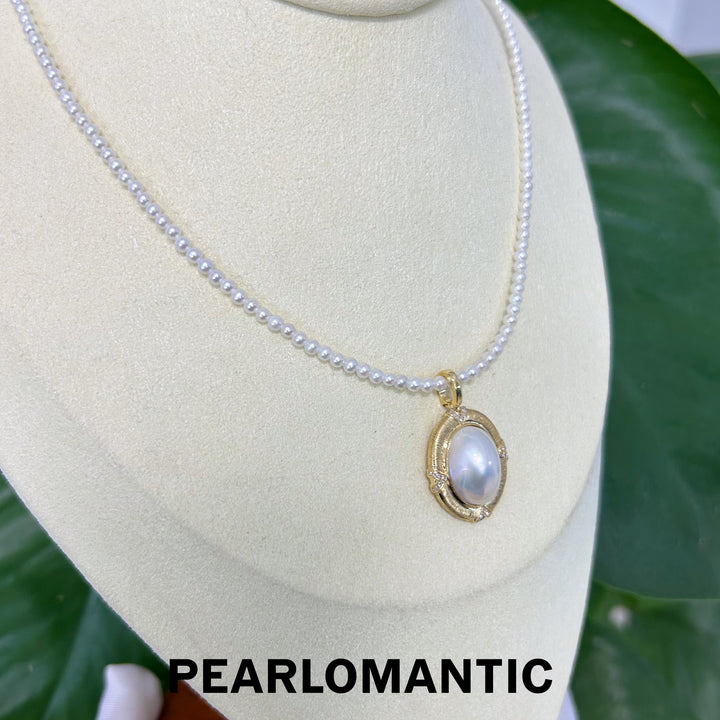 [Fine Jewelry] Japanese Mabe Pearl 11*15mm All-purpose Clasp Pendant w/ 18k Gold, Diamond & MOP